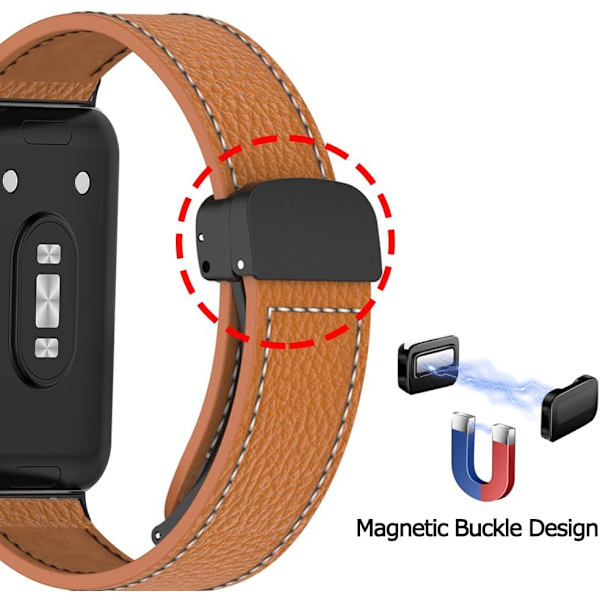 Reservedeler i skinn til Galaxy Fit 3, magnetisk foldespenne, klassisk reservearmbånd i ekte skinn