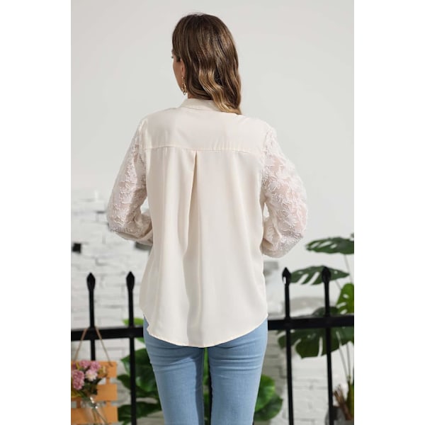 Kvinde Blonder Langærmet Bluse V-hals Casual Løs Skjorte Toppe
