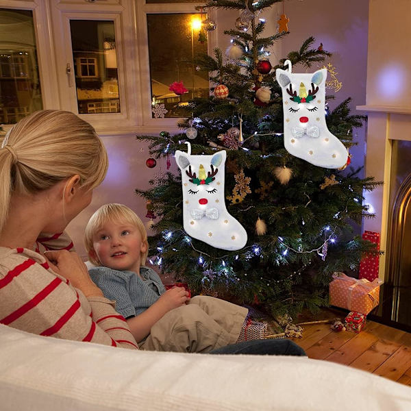 LED-ljus Sparkly Paljetter Julstrumpa - Unicorn Xmas Tree Socks