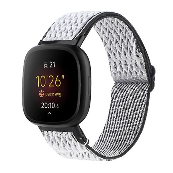 Til Fitbit Versa 4 / Sense 2 Universal Wave Nylon Watch Band MYY White Black