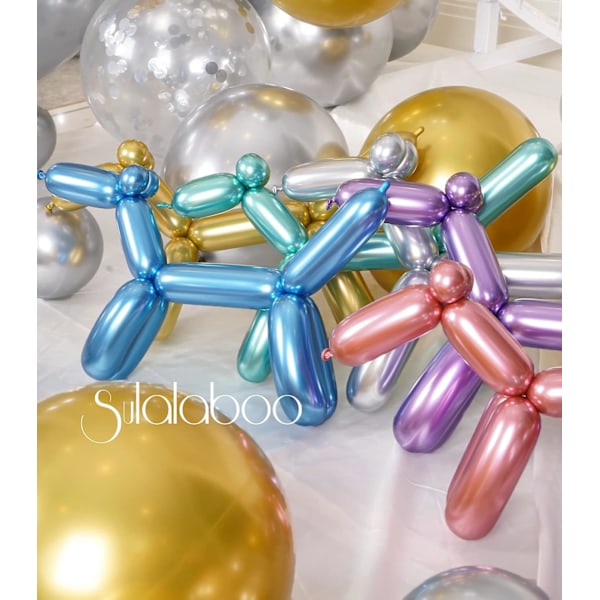 Metallic 260 Ballonger 80ST Mångfärgad Latex Lång Glänsande Ballong till
