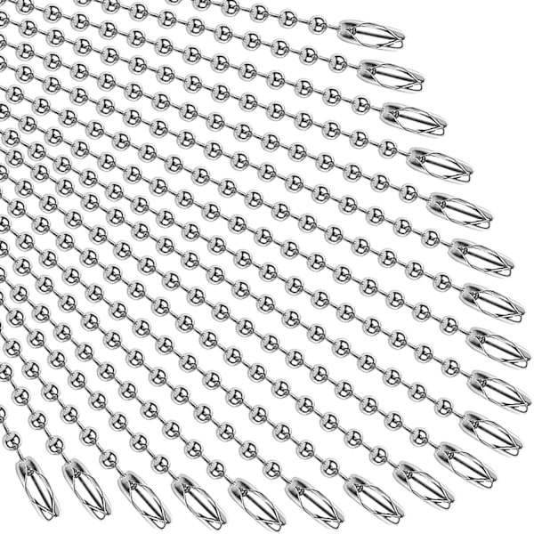 100 stk. kuleperlekjede. Bulk Dog Tag metallkjede. 4,72 tommers kule