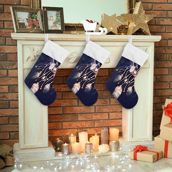 Julklapp, Personliga Julklappsstrumpor 2-pack Boho Drömfångare 45,7 cm Julstrumpor Hängande Ornament Eldstad för Träddekoration