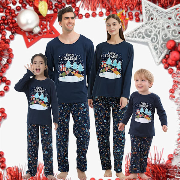 Julfamilj matchande pyjamas röda semester pjs set bomull nattkläder