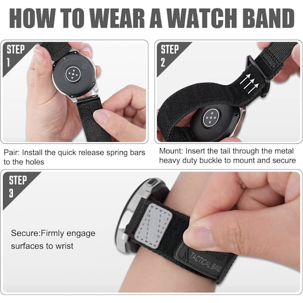 20mm Quick Release Nylon Robust Sportsur til mænd Kompatibel med   Galaxy Watch 6 Band Classic 43mm 47mm 40mm 44mm   Galaxy Watch 4/5