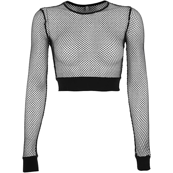 Kvinnerskjorter Tulle Mesh Langærmet Skjorter Topper Transparent Svart Langærmet