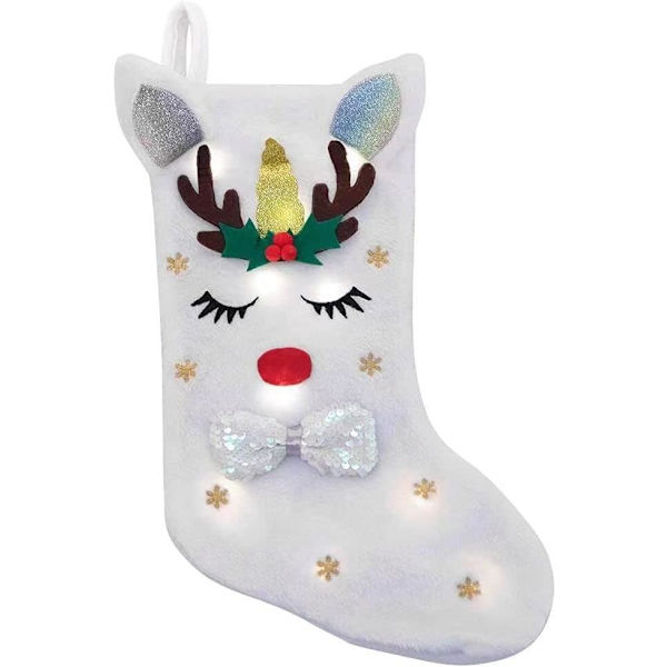 LED-ljus Sparkly Paljetter Julstrumpa - Unicorn Xmas Tree Socks