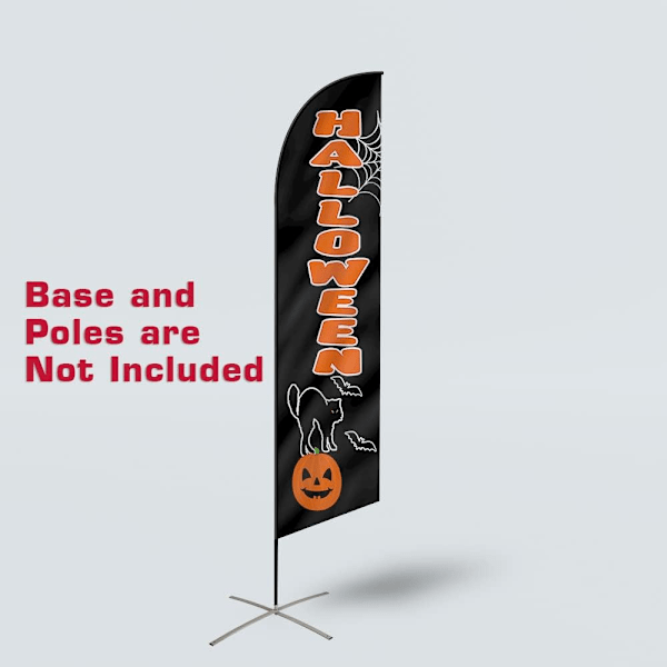 Design Strikket Polyester Strand Fjer 11,2-Fod Reklame Swooper Banner Uden Stænger Og Base Halloween Sort Sort