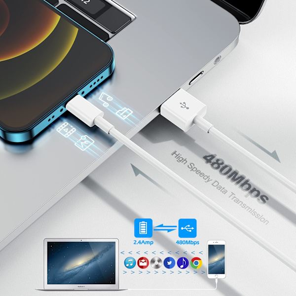 [Apple MFi-certifierad] Lightning-kabel 5-pack [3/3/6/6/10FT] Snabb