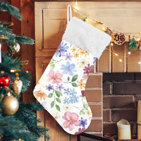 Julklapp, personliga julklappsstrumpor 2-pack Vild blomma Ros 45,7 cm Julstrumpor Hängande Ornament Eldstad för träddekoration