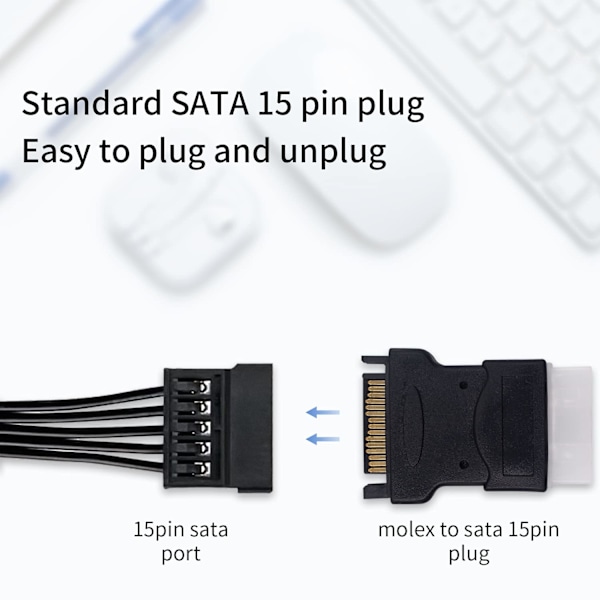 Molex til strøm . 4 Pin Ide Molex Til 15 Pin Hane