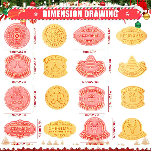Julkakformar, 8-delars kakformar i plast, julkakformar, julkakstämplar, julstämpel, bakning