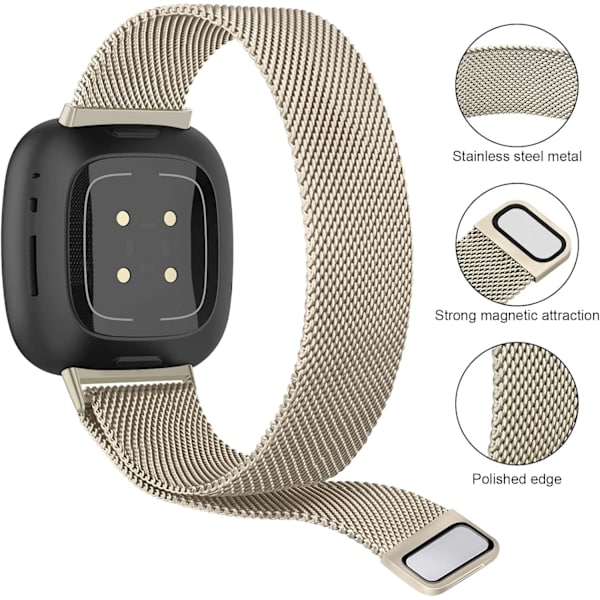 Magnetisk metallrem - justerbart armbånd for Fitbit Versa 3/4 og Sense