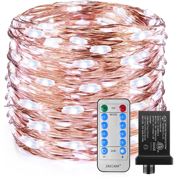 Outlet Led-slinga Julbelysning 99ft 300LEDs, Fe-ljus med strömbrytare/timer för sovrum, uteplats, inomhus/utomhus vattentät koppartrådsbelysning
