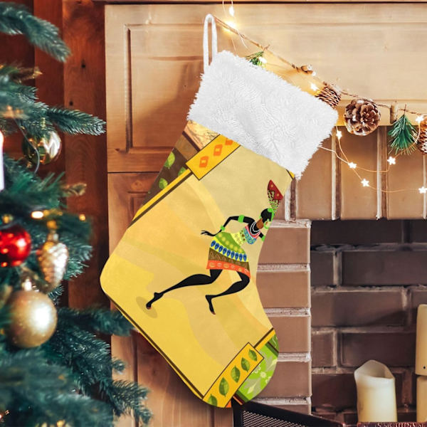 Julklapp, personliga julklappsstrumpor set om 2 Indiska Kvinna 45,7 cm Julstrumpor Hängande Ornament Eldstad för träddekoration