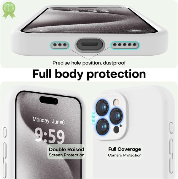 Premium silikone iPhone 15 Pro cover med mikrofiberfor, stødsikkert -