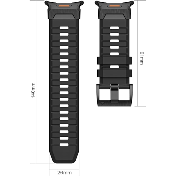 Gummiband kompatibel med Galaxy Watch 7 Ultra 47mm, robust bred sportsilikonrem med andningsbart band med adapter i rostfritt stål för män