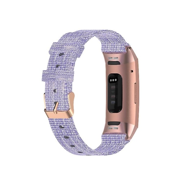 Flettet nylonurrem til Fitbit Charge 4 / Charge 3 / Charge3 Se med plastikhoved DUY Purple