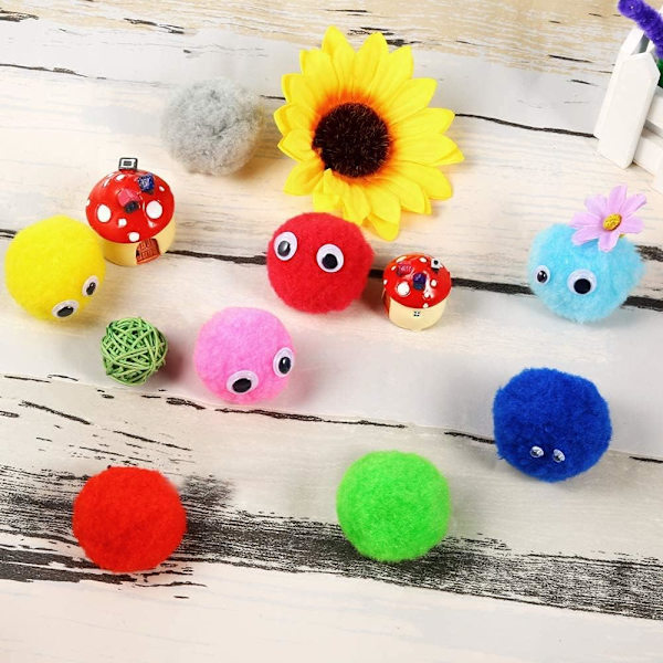 Pompom för pyssel - Paket med 200 färgglada minipompom för DIY-projekt