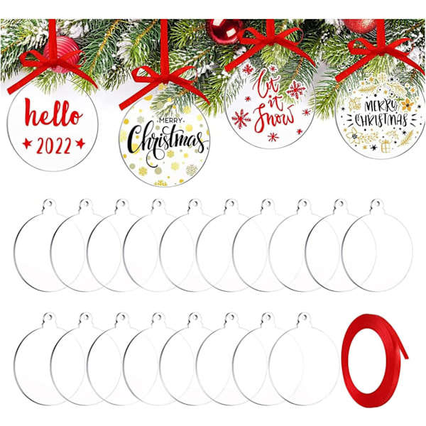 18 stk julekule i akryl - DIY-pynt