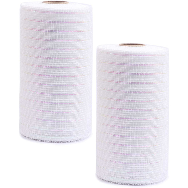 2-pack 10\" metallisk polymeshband (totalt 20 yards, vit)