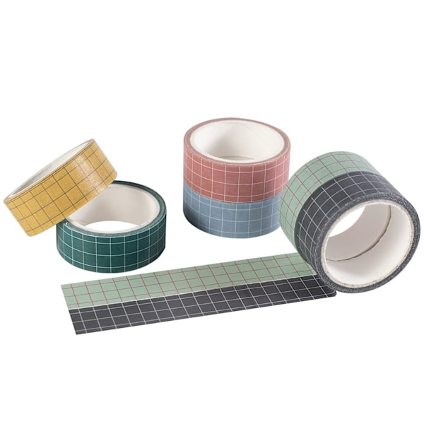 Rutnät Washi Tape Set - Dekorativa tejper för gör-det-själv-hantverk