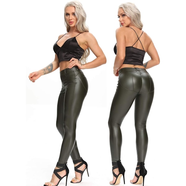 Kvinde Kunstlæder Leggings Bukser PU Elastisk Formgiven Hofte