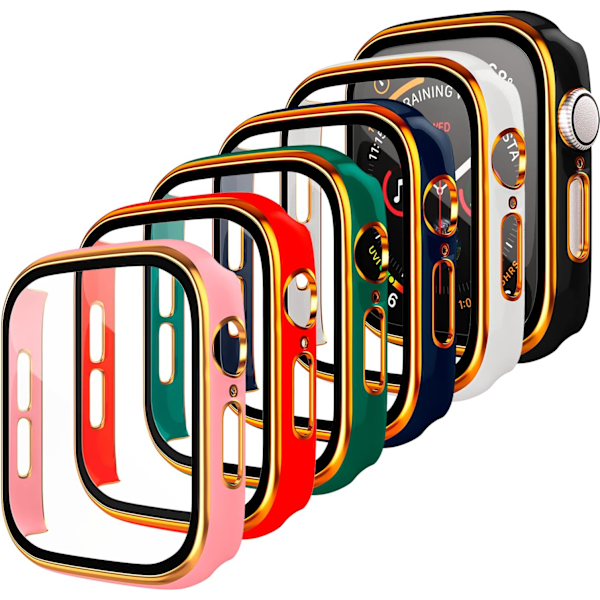 [6-pack] Hårt PC-fodral för Apple Watch 45 mm med skärmskydd