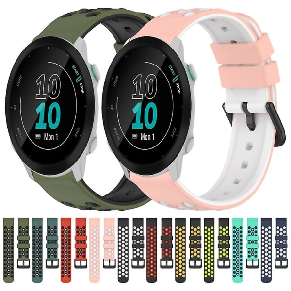 För Garmin Forerunner 55 20mm Tvåfärgad Porös Silikonklockarmband DBC Black-Red