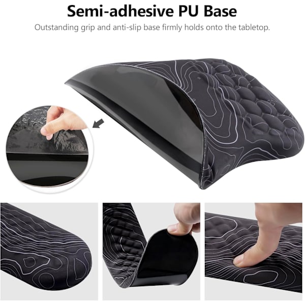 Handledsstöd för musmatta, 2 i 1 tangentbords handledsstöd + ergonomisk musmatta, halkfritt handledsstöd för datortangentbord, gör skrivandet enkelt och lindrar