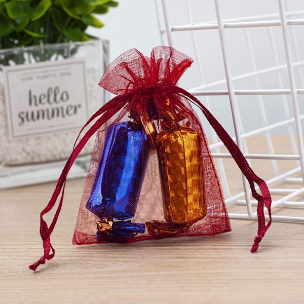 100 st röda organza presentpåsar