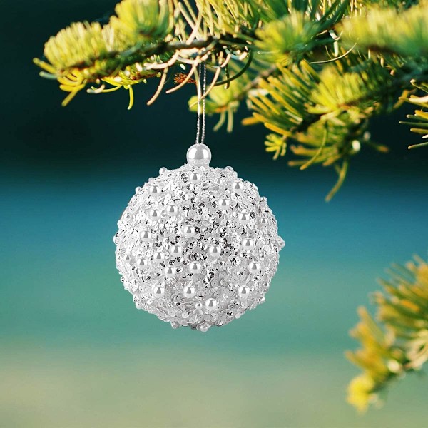 4,25\" Julekule Ornamenter 4stk Sett Hvit Knusebestandig Julepynt
