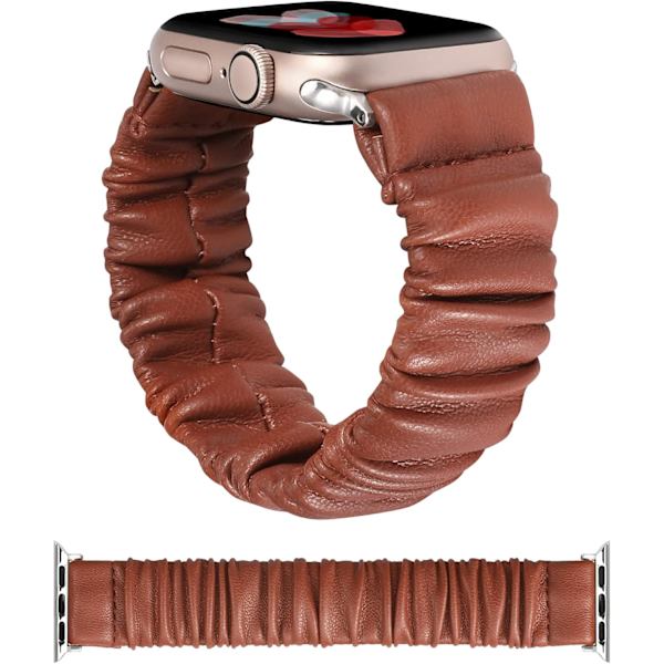 Strækbar læderrem, der er kompatibel med Apple Watch Band Scrunchie