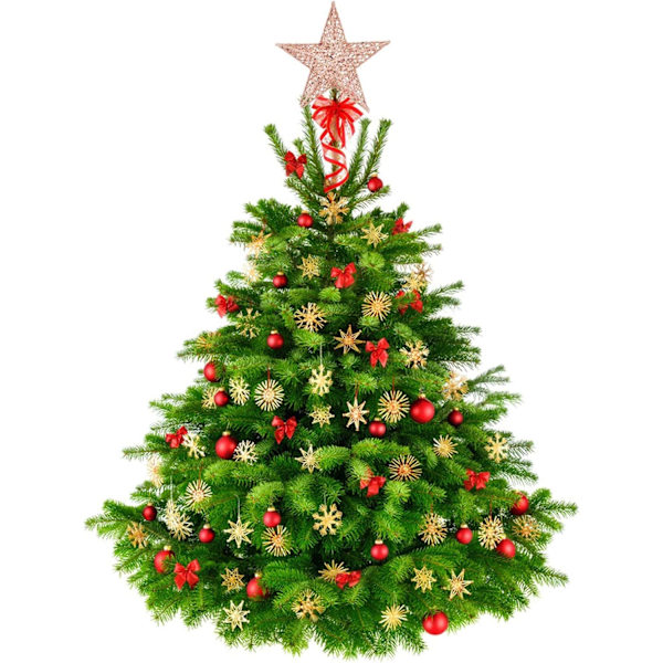 Glitrende juletretoppstjerne, glitrende juletrepynt, 20 cm