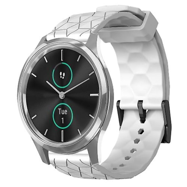 For Garminmove Luxe 20mm Fodboldmønster Ensfarvet Silikone Urrem BQW White