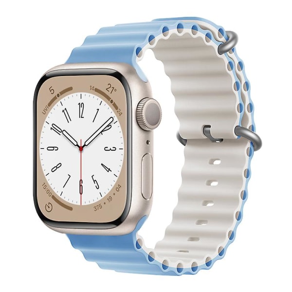 Ocean Armband För Apple Watch Band 44mm 40mm 45mm 41mm 49mm 42mm 38mm Smartwatch Silikonrem Iwatch Ultra Series 7 6 3 Se 8 Mist Blue-Starlight 42 44 45 49mm