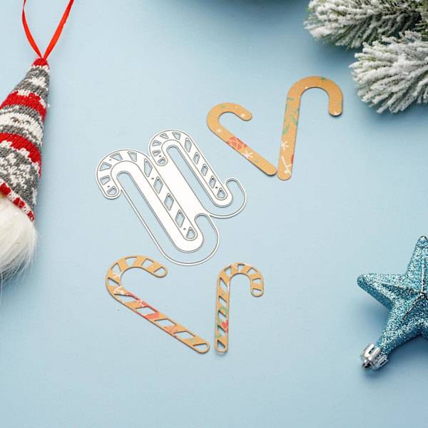 Jul Metallskärverktyg - Godisstav Skärverktyg Präglingsstencil för Korttillverkning DIY Scrapbooking Konsthantverk