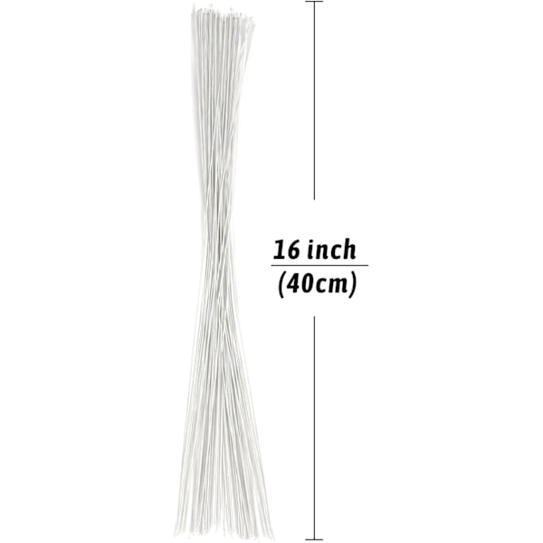 18 gauge vit blommig stamtråd - 16 tum, 50/pakke