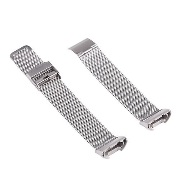 For Fitbit Charge 4 Dobbelt Forsikringsspændemilansk Urrem FDT Silver