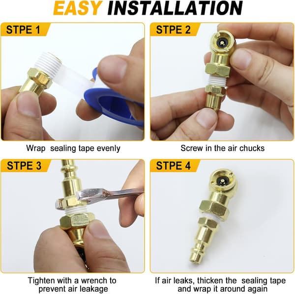 2-pack utmärkt kulledsluftchuckset, bärbar däckchuck, 1/4\" NPT stängd flödesdäckpumpmunstycke med snabbkoppling, för luftkompressor