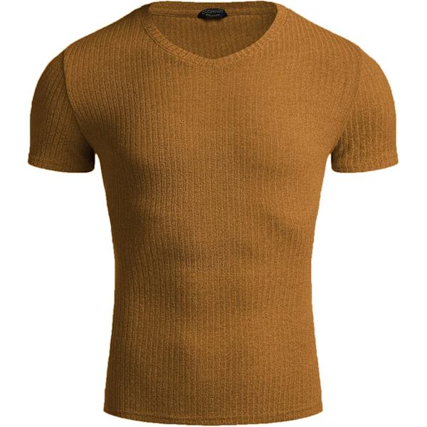 Herre Muskel T-shirts Stretch Kortærmet V-hals Bodybuilding Træning Tee
