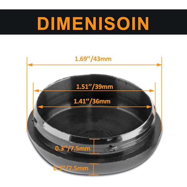 32-pack 1-1/2\" smidesjärns uteplats  lock, metallmöbler stolsglidände lockinsatser, stolsbens golvskydd för utomhus gräsmattemöbler,