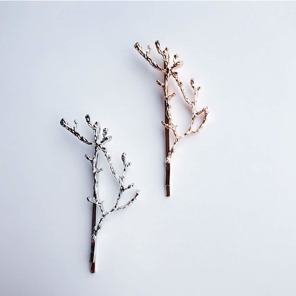 10 st Minimalistiska Snygga Guld Silver Metall Hårnål Blad Hårklämma