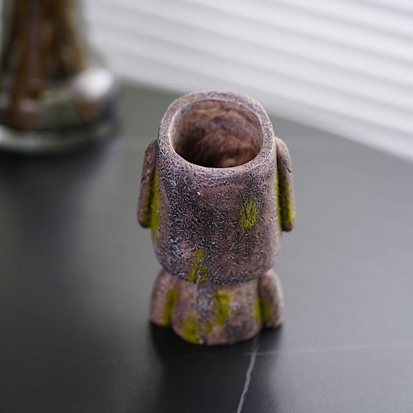 Ester Islnd Hed Sttue n Holder for Desk, Resin Moi Sttue ncil Pot Mkeup Brush Holder Desktop Orgnizer Home Office Desk Decortions
