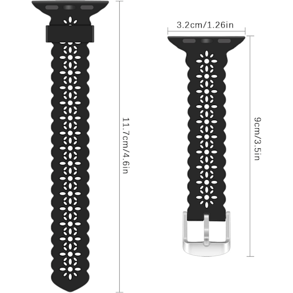 2-pakning kompatibel med Apple Watch-reim Svart og Blå 38mm 40mm 41mm,