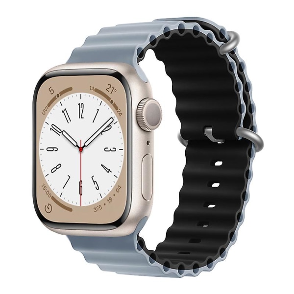 Ocean Armbånd Til Apple Watch Band 44mm 40mm 45mm 41mm 49mm 42mm 38mm Smartwatch Silikone Strap Iwatch Ultra Series 7 6 3 Se 8 Obsidian lime-black 42 44 45 49mm