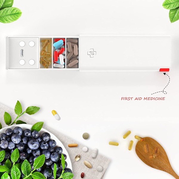 Smart pilleæske med 3 alarmer/dag, LED-display
