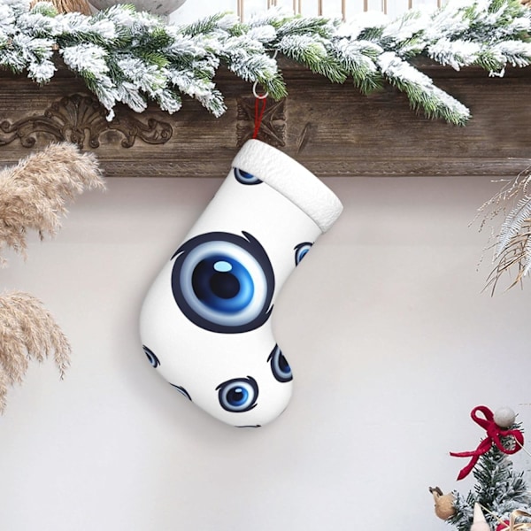 Onda Ögon Tryck Julstrumpa Julpynt Eldstadshängande Julstrumpor för Familj Semester Julparty Dekorationer 45 cm