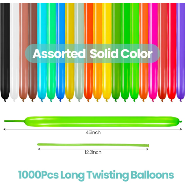 1000 stk Lange ballonger Bulk 260 ballonger Latex vridningsballonger
