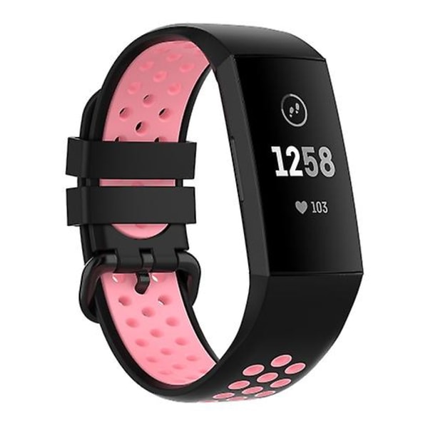 Til Fitbit Charge 4 / Charge 3 Se Watch Button To Farver Silikone Udskiftningsrem Watchband PQU Black Pink